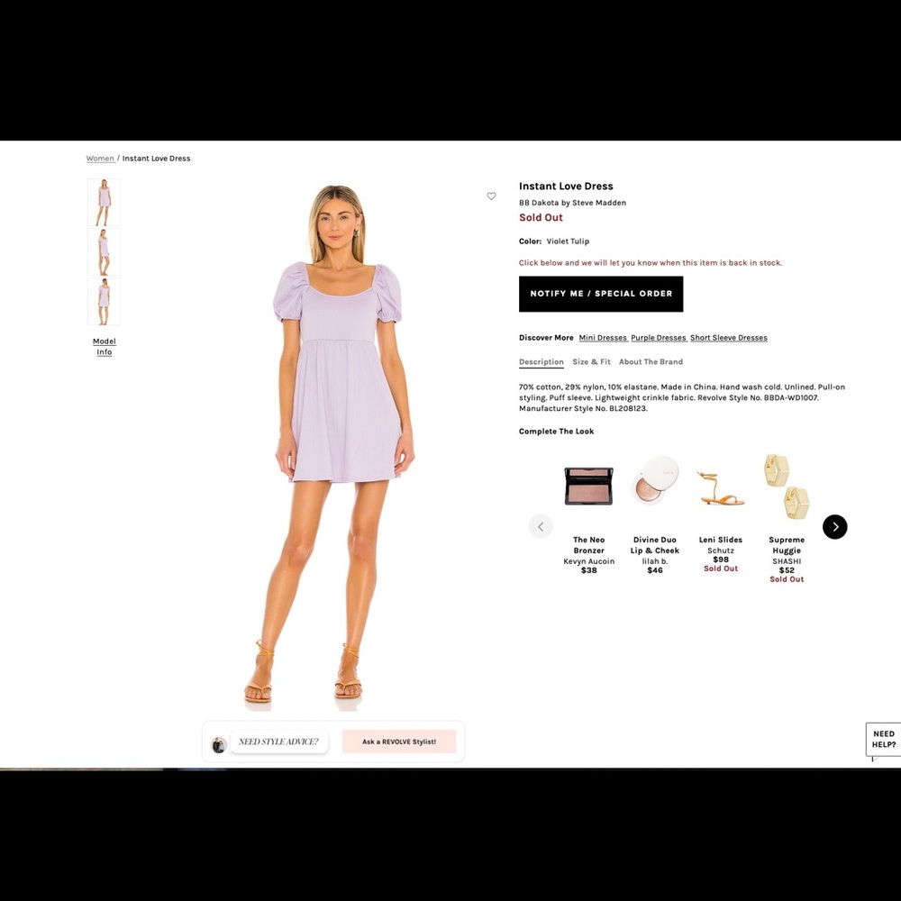 Purple/Lavender BB Dakota Dress